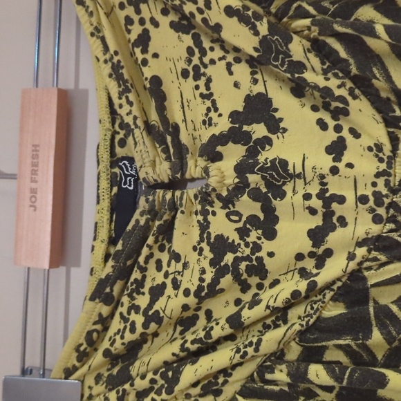 Small yellow paint splatter strapless Fox racing  strapless summer dress - Picture 2 of 4